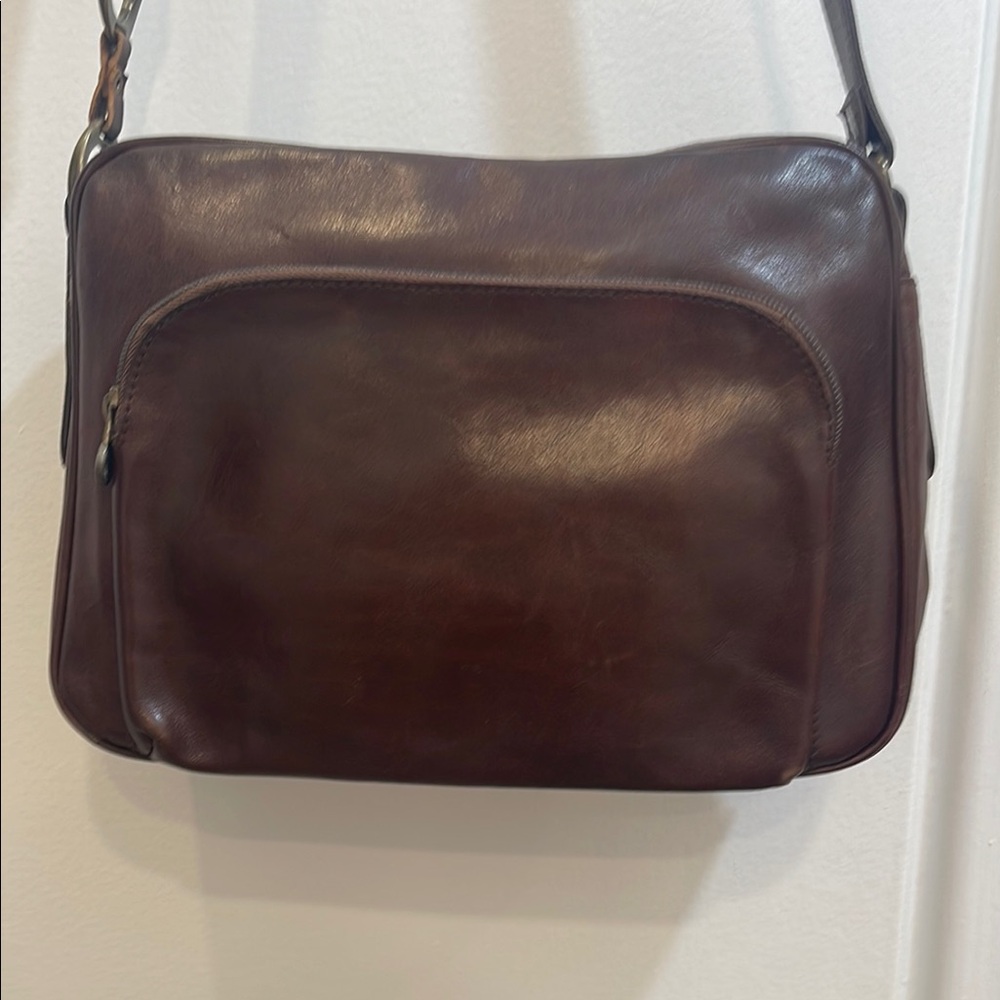 Elegant Brown Leather UNISEX Men's Bag